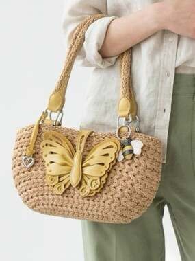 Brighton butterfly Straw Basket Bag Resort Wear. Cruise Wear. Tropical Wear.